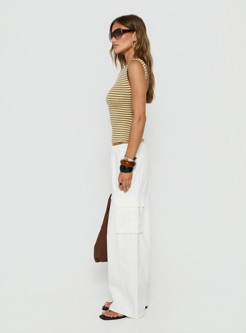 Scarletta Ultra Wide Tie Waist Cargo Pants White