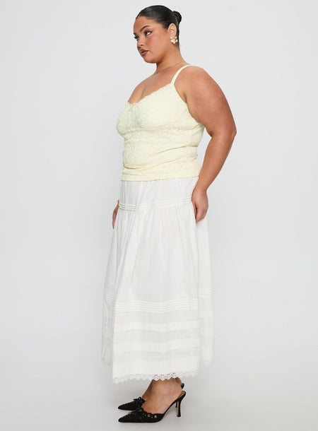 Calling For You Flowy Maxi Skirt White Curve