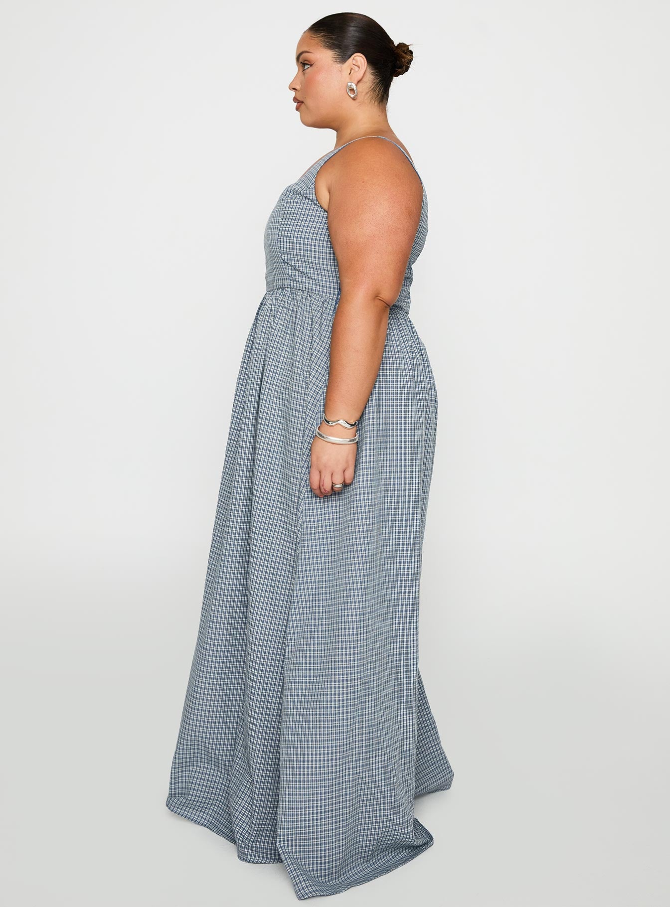 Cartmel Check Maxi Dress Navy Curve Cartmel Check Maxi Dress Navy Curve