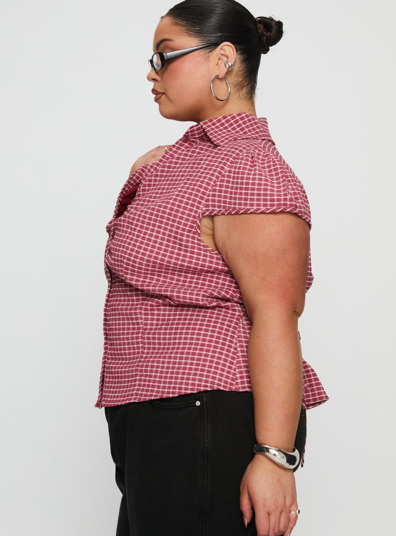Arianwyn Short Sleeve Shirt Red Check Curve