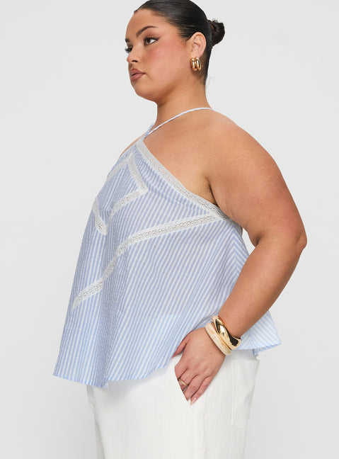 Jezabele Halter Top Blue Stripe Curve