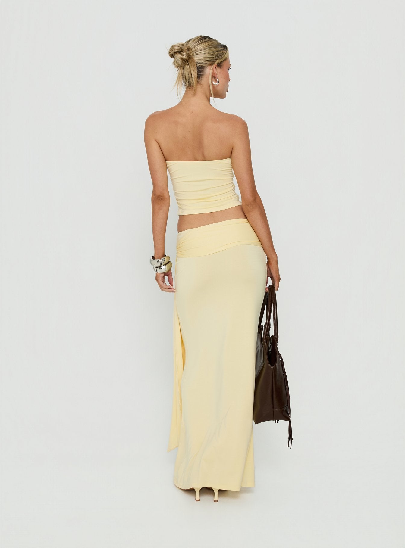 Aymee Tie Detail Maxi Skirt Yellow