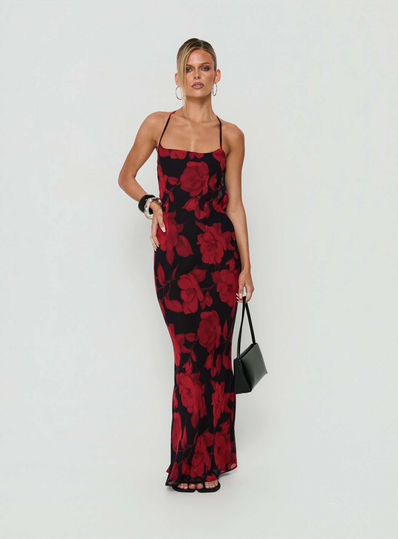 Bishopp Tie Back Maxi Dress / Red Floral