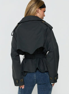 Eldora Cropped Trench Coat Slate Grey