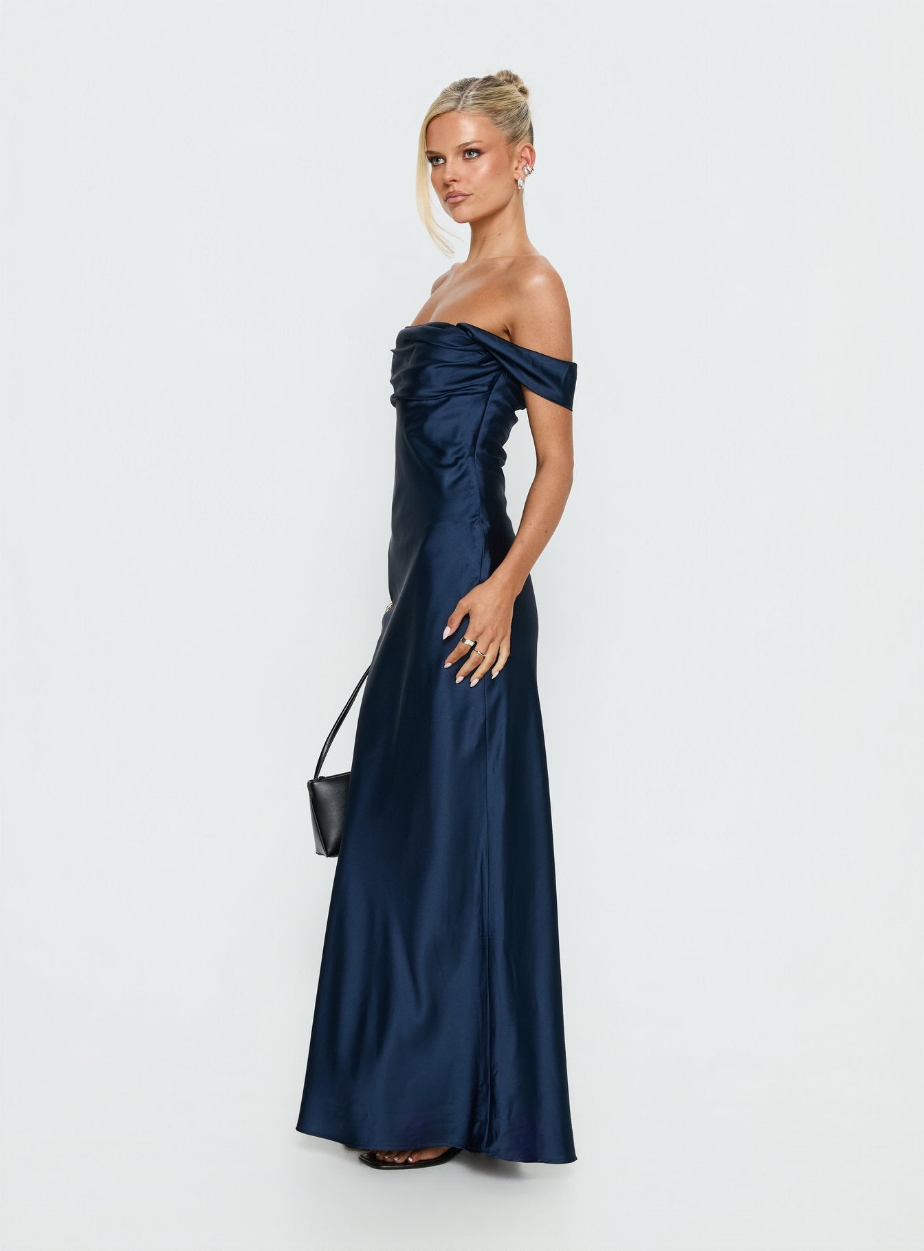 Azura Off The Shoulder Maxi Dress | Navy | Womens | Princess Polly Azura Off The Shoulder Maxi Dress | Navy | Womens | Princess Polly