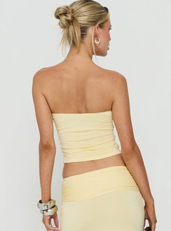 Aymee Strapless Ruched Top Yellow
