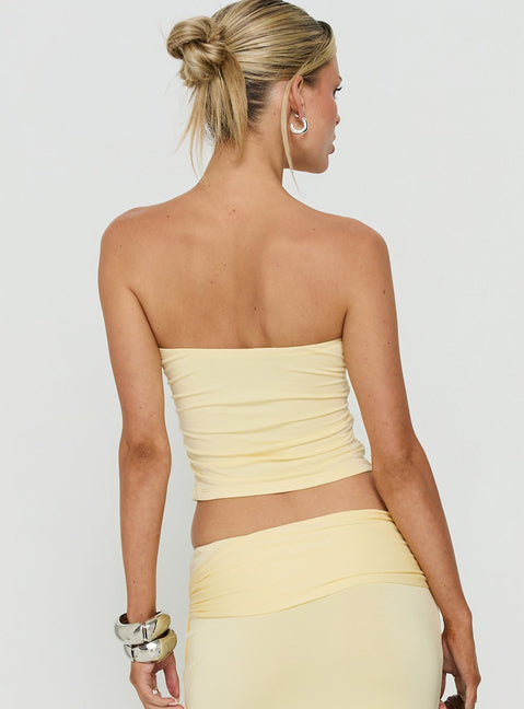 Aymee Strapless Ruched Top Yellow