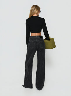 Konstanze High Rise Baggy Jeans Washed Black
