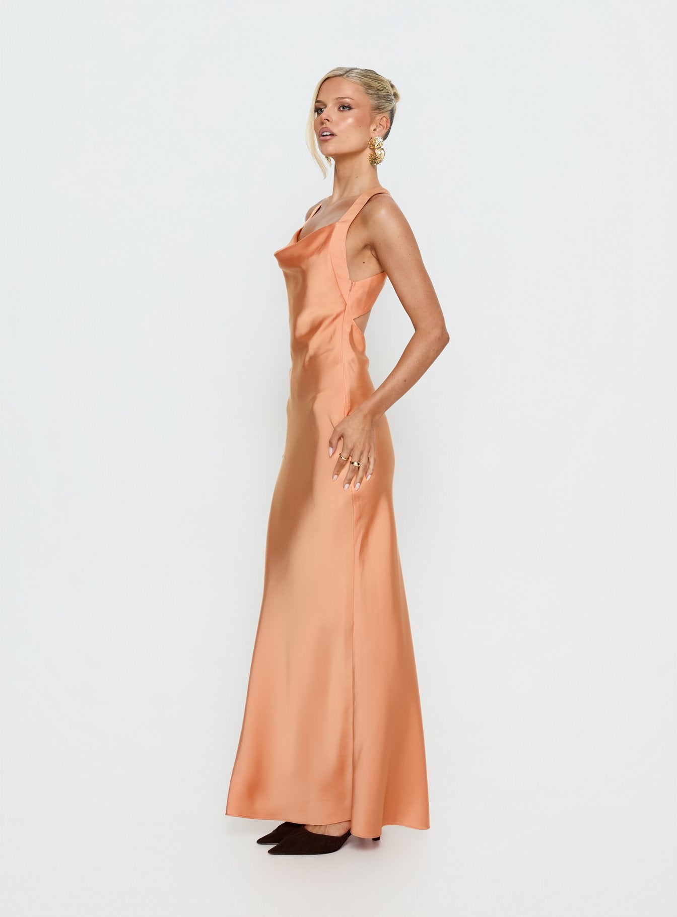 orange cowl dress KissProm