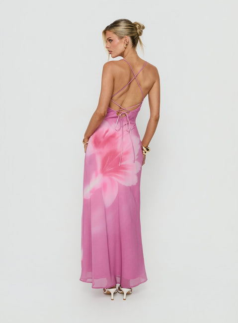 brietta cowl maxi dress pink Coletta Cowl Neck Maxi Dress | Pink Floral | Womens