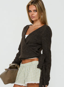 Tonee Wrap Knit Cardigan Chocolate