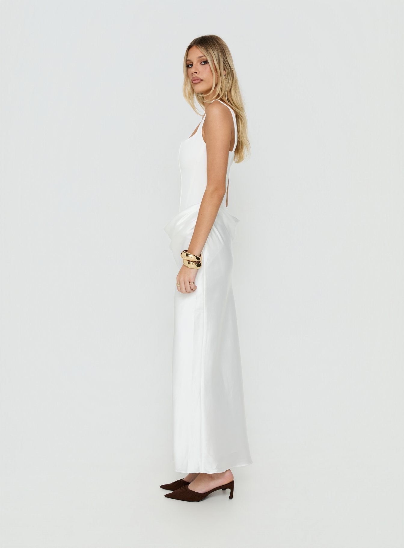 Ryana Corset Drape Maxi Dress White