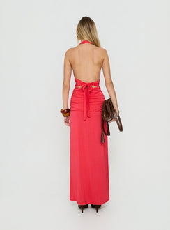 Anaisa Halter Jersey Maxi Dress Guava