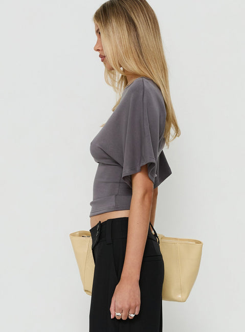 Arazia Cinched Short Sleeve Top Charcoal
