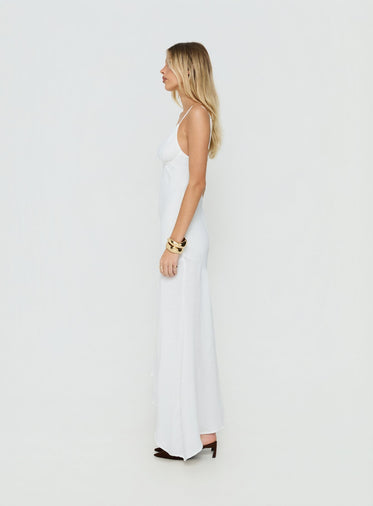 white flare maxi dress A&A V neck Flare Long sleeved Knitted Maxi Dress – ARIELLA & AYANA main image 1