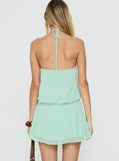 Dopamine Drapey Arrowneck Playsuit Mint
