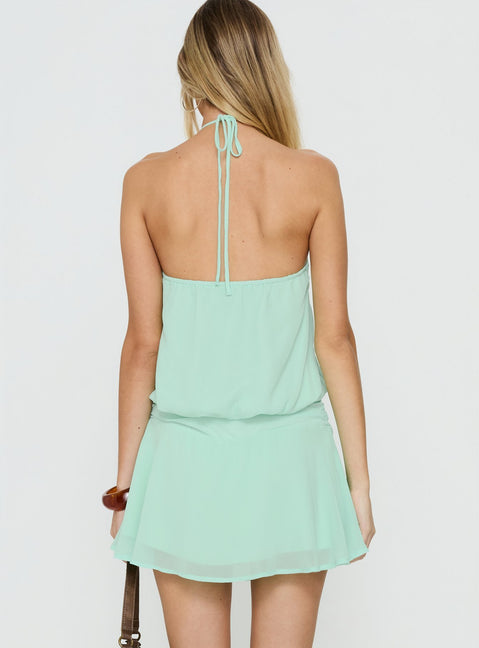 Dopamine Drapey Arrowneck Playsuit Mint