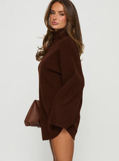 Sonelle Long Sleeve Knit Mini Dress Chocolate
