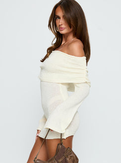 Chanellie Long Sleeve Knit Mini Dress Cream