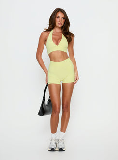 Lock In Active Halter Crop Top Lemongrass