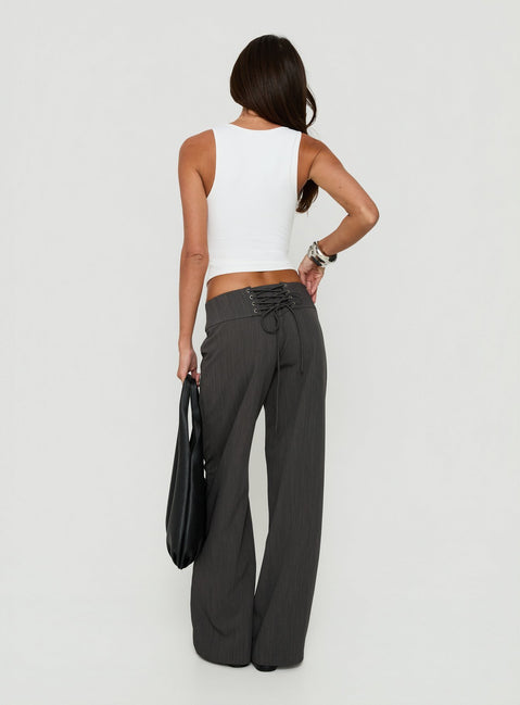 Klarika Lace Up Pants Charcoal