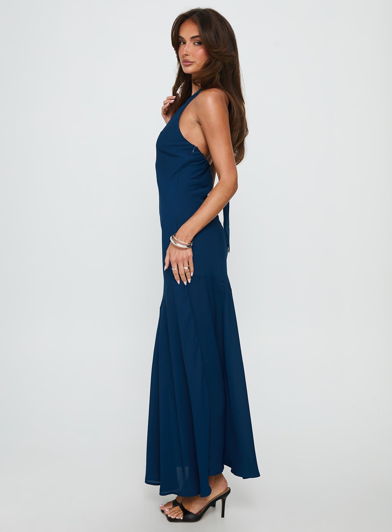 Luannie Halter Scarf Tie Maxi Dress Navy | Princess Polly Luannie Halter Scarf Tie Maxi Dress Navy | Princess Polly
