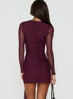 Dreww Long Sleeve Mini Dress Berry