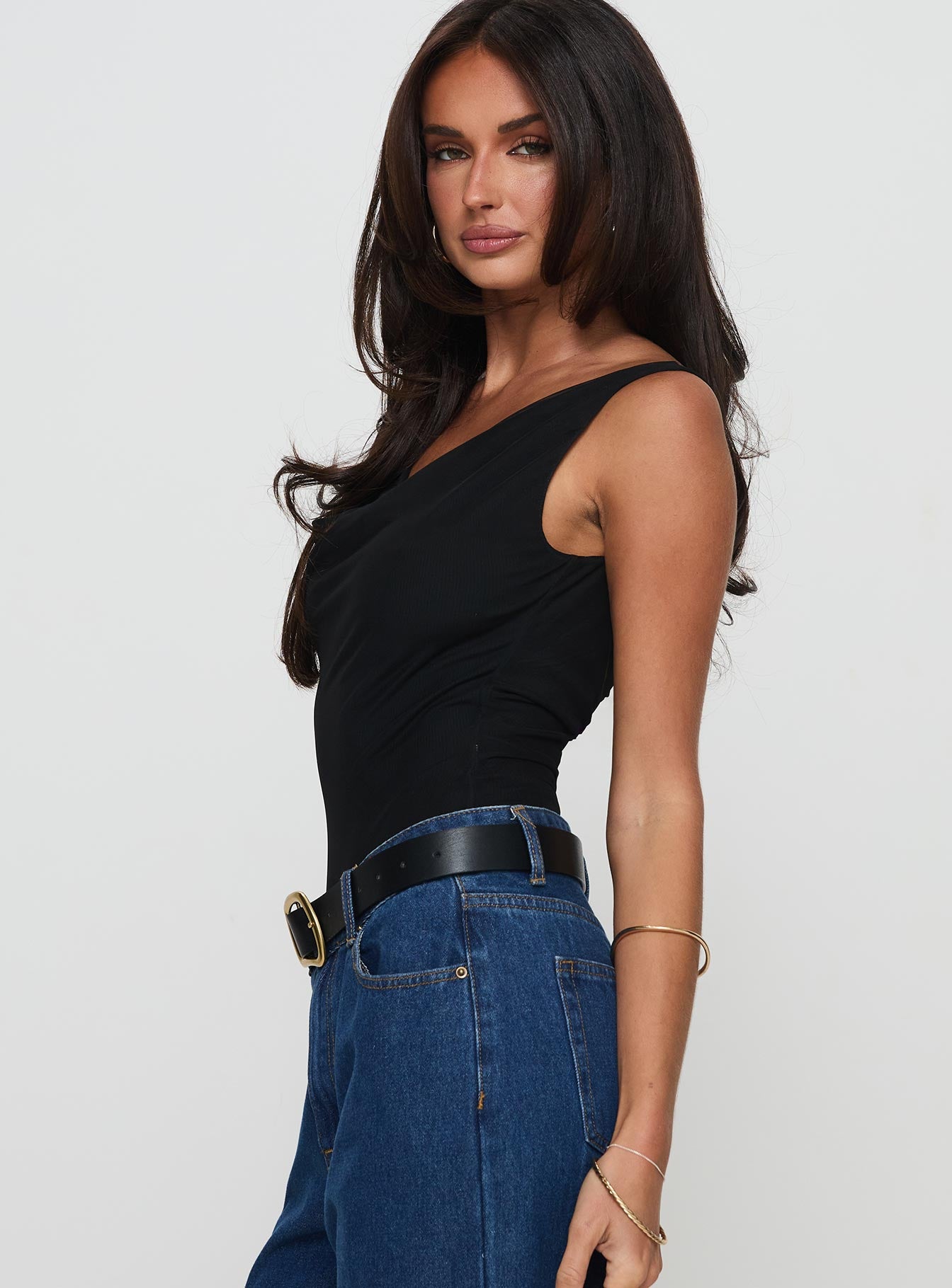 Axton Cowl Neck Bodysuit Black | Princess Polly