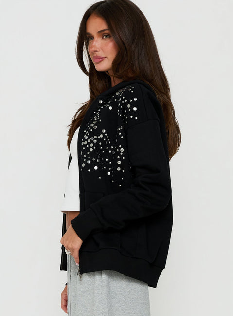 All Day Studded Oversized Hoodie Black