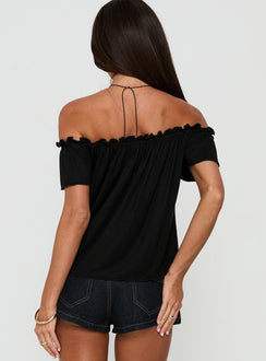 Stars Hollow Babydoll Off Shoulder Top Black