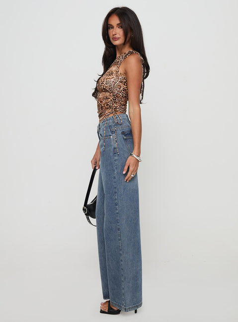 Everlong Mid Rise Straight Leg Jeans Mid Blue Wash