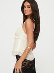 Top V-neckline, lace trim, bow & ruffle details, tiered hem, invisible zip fastening at side