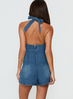 Ardenia Hatler Denim Playsuit Mid Blue Wash