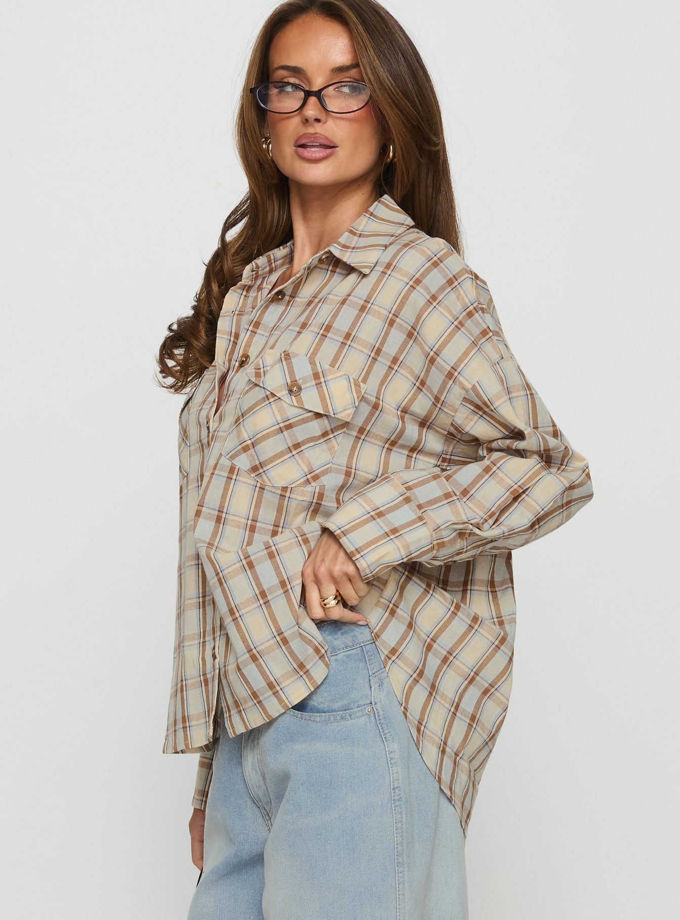 Sweet Summer Flannel Top Blue Check