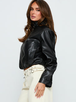 Monay Faux Leather Jacket Black