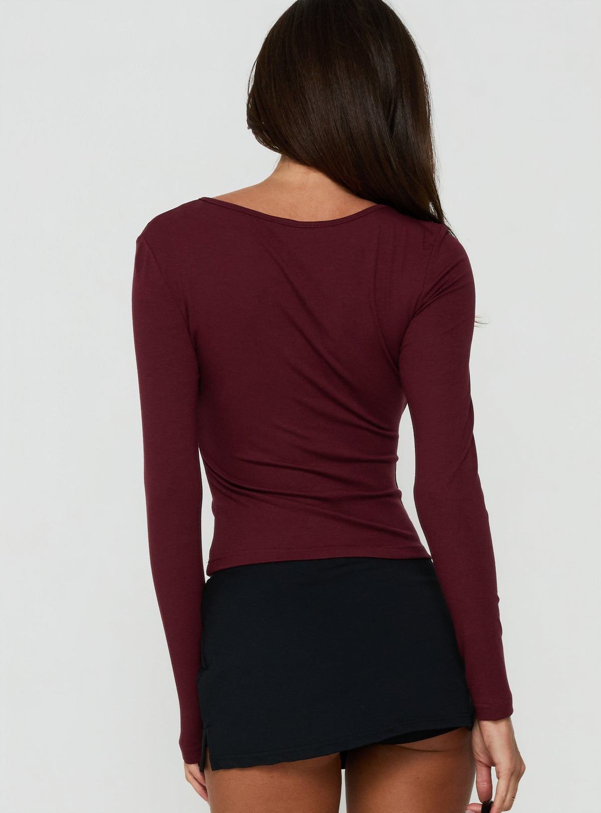 Taelissa Layered Long Sleeve Top Plum