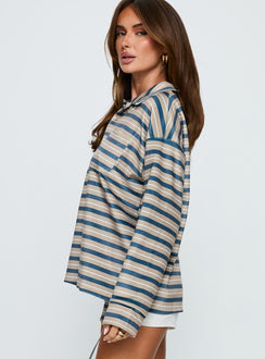 Mystris Collared Jumper Khaki Stripe