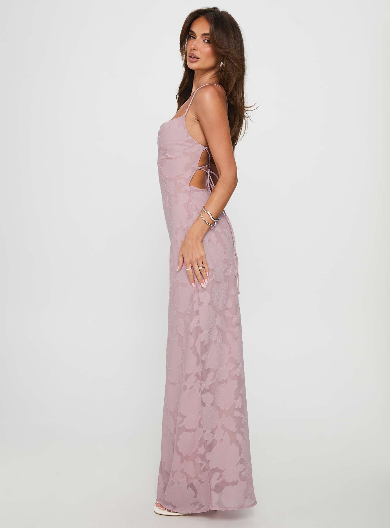 Celena Maxi Dress Light Pink Burnout | Princess Polly Celena Maxi Dress Light Pink Burnout | Princess Polly
