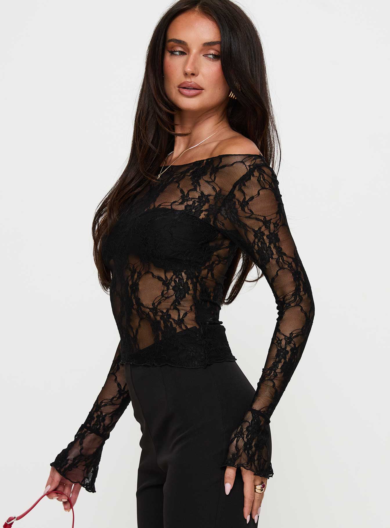 Junah Sheer Lace Long Sleeve Top | Black | Womens | Princess Polly Junah Sheer Lace Long Sleeve Top | Black | Womens | Princess Polly