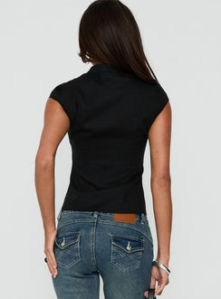 Kerstin Asymmetric Button Down Top Black