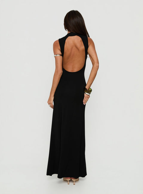 Ailany Keyhole Backless Maxi Dress Black