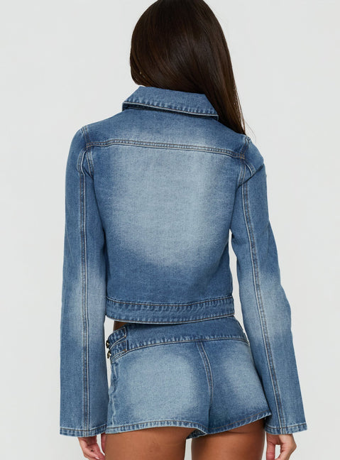 Kingstonn Military Denim Jacket Washed Blue