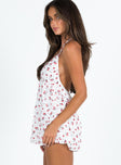 Romper Floral print Halter neck tie Plunging neckline Elasticated waistband