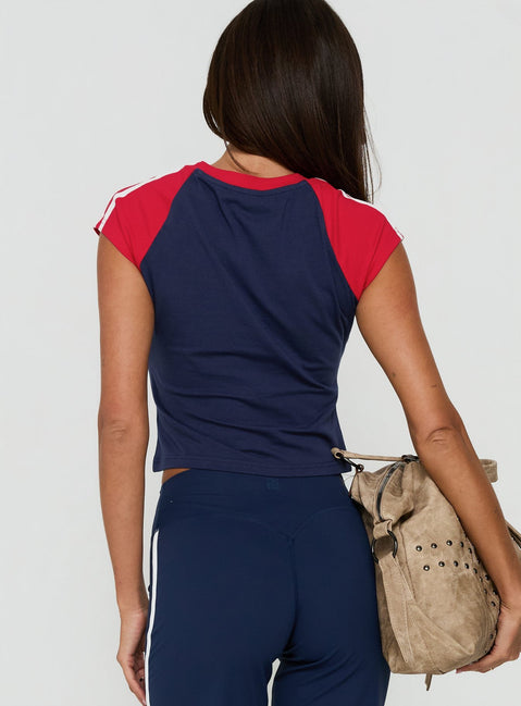 Goal Digger Graphic Baby Tee Red / Navy