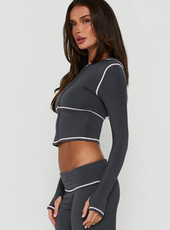 Kimberlyn Long Sleeve Jersey Zip Through Top Grey