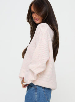 side view of model wearing Princess Polly Tutti Frutti Jumper Beige 