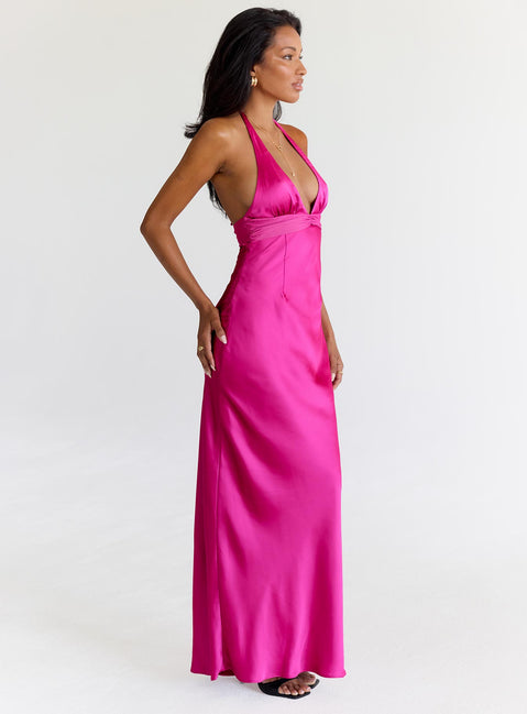 Odyssa Halter Maxi Dress Magenta