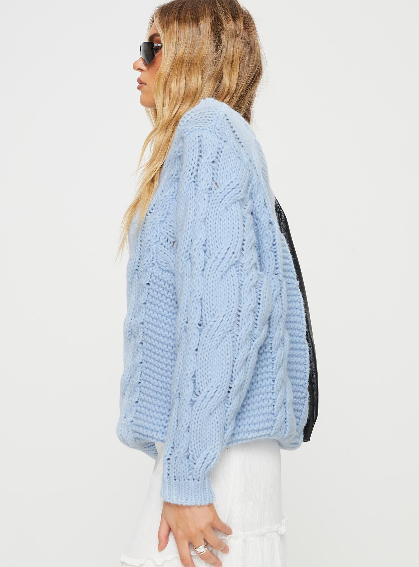 Light blue sale cable knit sweater