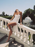 White strapless mesh maxi dress