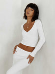 Princess Polly Full Sleeves Plunger  Memi Long Sleeve Top White